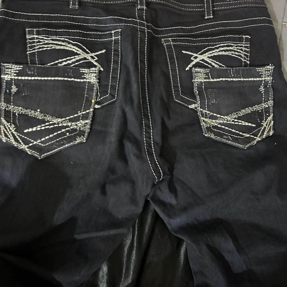 Men's Black Jeans with White Stitching